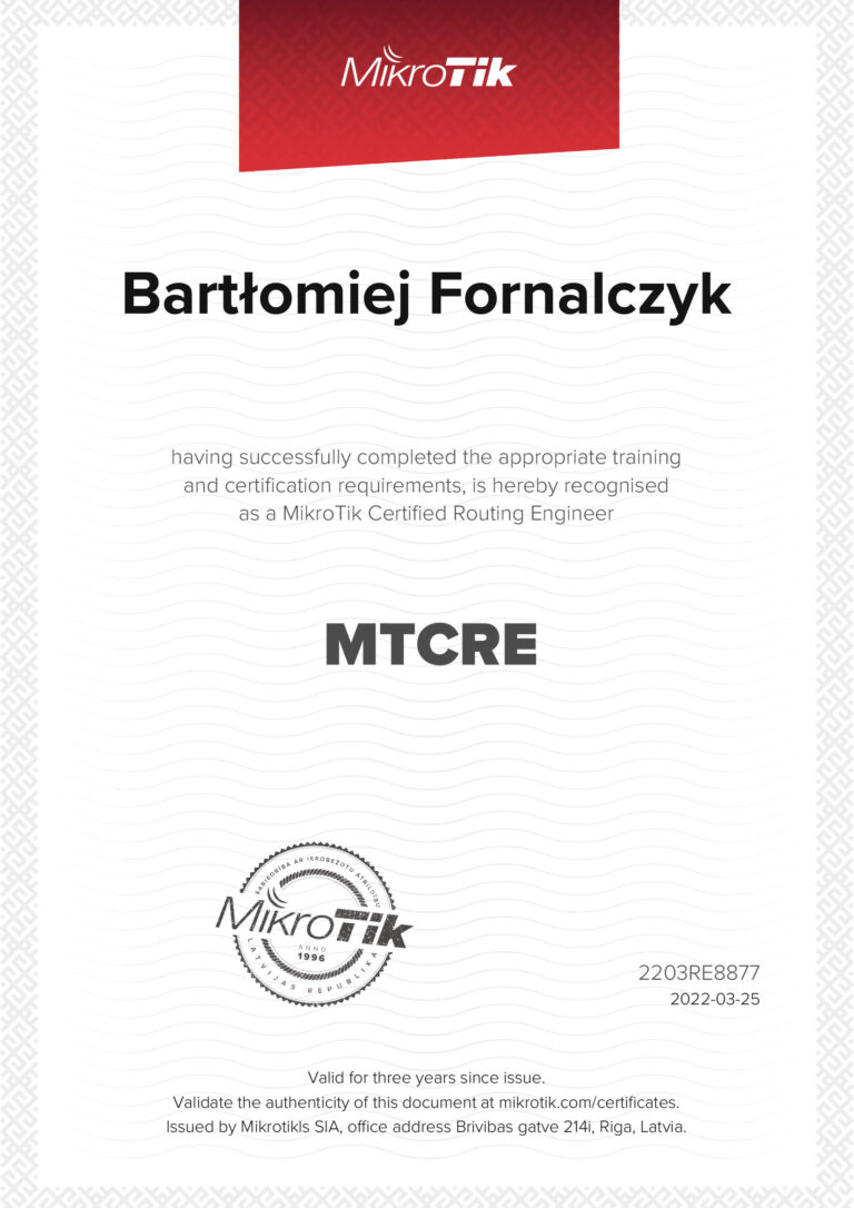 MikroTik Certified Routing Engineer (MTCRE)