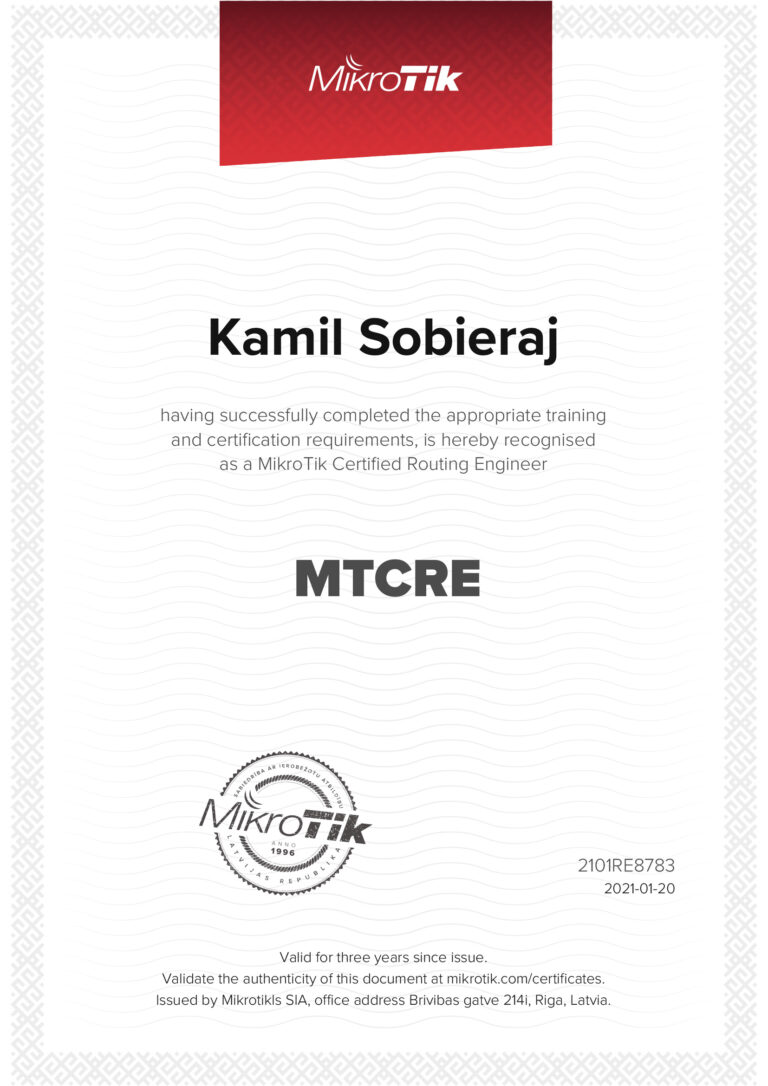 MikroTik Certified Routing Engineer (MTCRE)